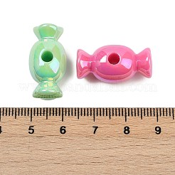 不透明UVメッキアクリルビーズ  虹色の  キャンディ  ミックスカラー  24x12mm  穴：3mm&nbsp;PACR-P005-08A