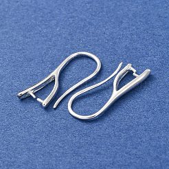 真鍮のピアスフック  ピンチベイル付きイヤーワイヤー  カドミウムフリー＆鉛フリー  925銀メッキ  21x2mm  ピン：0.8mm&nbsp;KK-G604-05S