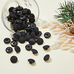 80穴シルク＆プラスチックシャンクボタン1個  きのこの形  ブラック  12x7mm  穴：1.8x1.8mm&nbsp;FIND-FH0008-90A