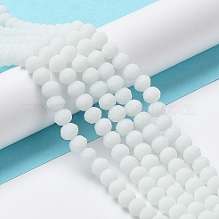 ガラスビーズ連売り  多面カット  艶消し  ロンデル  ホワイト  4mm  穴：0.8~1mm  約105~110個/連  38~39cm&nbsp;EGLA-A034-P4mm-MD01