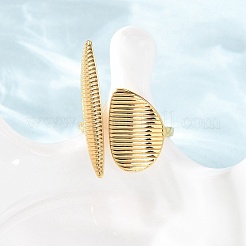 女性用304ステンレススチールオープンカフリング  オーバル  ゴールドカラー  usサイズ7 1/4(17.5mm)&nbsp;RJEW-K321-02G