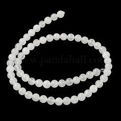 天然石ホワイトジェイドビーズ連売り  ラウンド  4~8mm  穴：0.5~1mm  約49~96個/連  15.7インチ（40cm）&nbsp;G-G666-07A