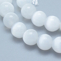 天然セレナイトビーズ連売り  ラウンド  8~8.5mm  穴：0.8mm  約50個/連  15.55インチ（39.5cm）&nbsp;G-L552H-16
