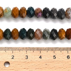 天然オーシャンアゲート/オーシャンジャスパービーズ連売り  多面カット  ロンデル  8x5.5mm  穴：1.2mm  約69個/連  15.16''（38.5センチメートル）&nbsp;G-Z111-A53