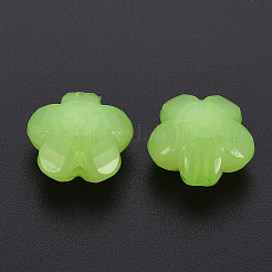 模造ゼリーアクリルビーズ  花  多面カット  薄緑  17x17.5x10mm  穴：2mm  約32個/48g&nbsp;LS-MACR-S373-87-E06