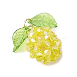 ガラスチャーム  パイナップル  304ステンレススチール製丸カン付き  多面カット  ABカラーメッキ  きいろ  29x17x17mm  穴：5mm&nbsp;PALLOY-MZ01074-03