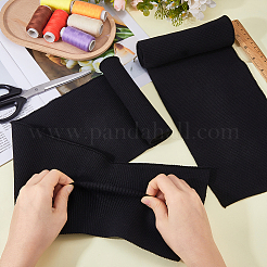 ポリエステル弾性生地  服装アクセサリー  長方形  ブラック  140~150x2mm  1ヤード/個&nbsp;DIY-WH0622-517C