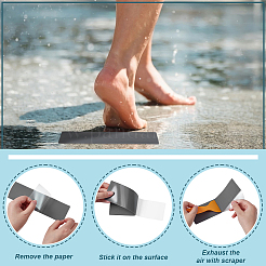 PVCプラスチック製プレカット滑り止めストリップ  安全ノースキッドシャワートレッドステッカー  バスタブ バスルーム用 陶磁器の床  スクレーパー付き  グレー  200x120x1mm&nbsp;AJEW-WH0609-466B