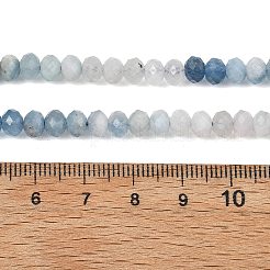 ナチュラル デビル ブルー アクアマリン ビーズ 連売り  多面カット  ロンデル  5.5x4mm  穴：0.7mm  約93~95個/連  15.24''（38.7cm）〜15.35''（39cm）&nbsp;G-NH0073-A01