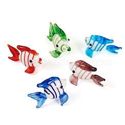 5個5色手作りランプワークビーズ  魚  ミックスカラー  17~18x24~26x15~16mm  穴：1.1mm  1pc /カラー&nbsp;LAMP-TA0002-22