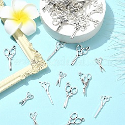 40pcs4スタイルチベットスタイルアロイペンダント  はさみ  アンティークシルバー  17.5~30.5x8.5~15x1.5~3.5mm  穴：1.5~1.8mm  10個/スタイル&nbsp;TIBEP-YW0001-93