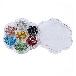 K9ガラスチャーム  真鍮パーツ  ティアドロップ  ミックスカラー  多面カット  プラチナ  18x10.5x5mm  穴：2mm&nbsp;GLAA-N038-35P
