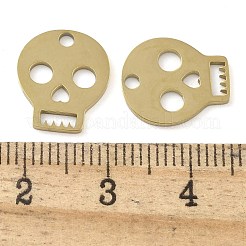 イオンプレーティング（IP）304ステンレススチールチャーム  スカルチャーム  14KGP本金メッキ  13.5x11.5x1mm  穴：1.8mm&nbsp;STAS-B075-14G