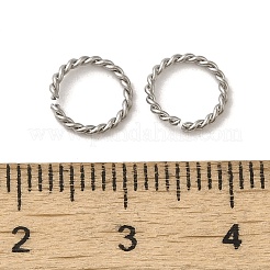 チェーンメイル織り用の変色しない 304 ステンレススチールオープン丸カン  スパイラル  ステンレス鋼色  8x1mm  内径：6mm&nbsp;STAS-C085-01A-P