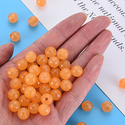 透明なアクリルビーズ  染め  多面カット  ラウンド  オレンジ  9.5x9.5mm  穴：2mm  約970個/500g&nbsp;TACR-S153-42E-02