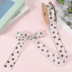 プリントポリエステルシフォンリボン1ロール  服飾材料  ギフト包装  ブラック  花  1-5/8インチ（40mm）  10ヤード/ロール&nbsp;OCOR-CY0002-35E