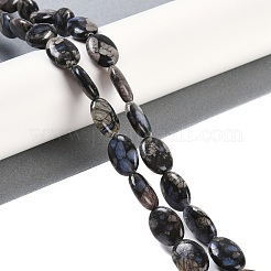 天然藍閃石ビーズ連売り  フラットオーバル  17~17.5x12.5~13x5~5.5mm  穴：1mm  約23個/連  15.75インチ（40cm）&nbsp;G-C141-D01-03