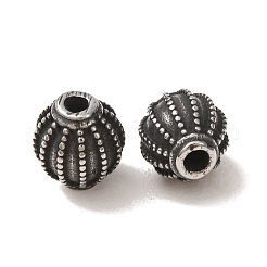 304ステンレススチールビーズ  ストライプとドット柄の楕円形  アンティークシルバー  8x8.5mm  穴：2mm&nbsp;SA-CBA9DCB-32AS