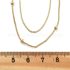 真鍮製二層ネックレス  女性用ロロ＆サテライトチェーンネックレス  304ステンレススチール製カニカン付き  ラックめっき  鉛フリー＆カドミウムフリー  長持ちメッキ  18KGP本金メッキ  15.41インチ（39.15cm）&nbsp;NJEW-D302-52G