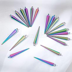 20個レインボーカラーアロイペンダント  カドミウムフリー＆ニッケルフリー＆鉛フリー  コーン  35.5x4.5mm  穴：2mm&nbsp;FIND-NB0002-28