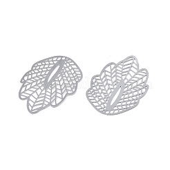 変色しない201ステンレススチールペンダント  エッチングされた金属装飾  葉  ステンレス鋼色  35x26x0.3mm  穴：1.2mm&nbsp;STAS-N102-20P