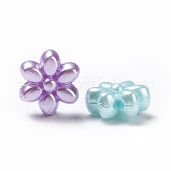 パール調アクリルビーズ  花  ミックスカラー  11x10x5.5mm  穴：1.8mm  約1851個/500g&nbsp;OACR-E013-20