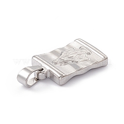 変色しない304ステンレススチールペンダント  クイーンとクロスのある長方形  ステンレス鋼色  24x15x4mm  穴：6x5mm&nbsp;STAS-H171-03P
