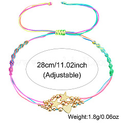 調節可能な真鍮製スターハートビーズ多層ブレスレット（女性用）  カラフル  11.02インチ（28cm）&nbsp;CW4055-1