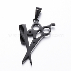 304ステンレススチールラインストーンペンダント  毛のはさみ  ミックスカラー  30x22x2mm  穴：3x7mm&nbsp;STAS-P157-02