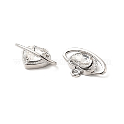 ラックメッキ合金ガラスチャーム  カドミウムフリー＆鉛フリー  ハート  プラチナ  14.5x20x5mm  穴：1.8mm&nbsp;FIND-G044-36P