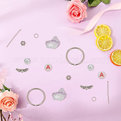 DIY妖精キーホルダー作りキット  鉄製スプリットキーリングを含む  アクリル＆アロイフラワービーズキャップ＆イミテーションパールビーズ  ミックスカラー  650個/箱&nbsp;DIY-AR0003-31B