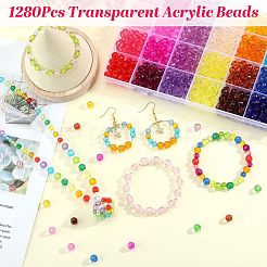 1280個32色透明アクリルビーズ  多面カット  混合図形  ミックスカラー  8mm  40個/カラー&nbsp;TACR-SZ0001-20B