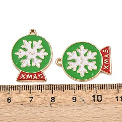 クリスマス合金エナメルペンダント  ライトゴールド  スノーフレーク  26x19.5x1.5mm  穴：1.6mm&nbsp;ENAM-I081-01KCG-06