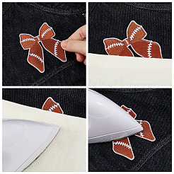 12個 3スタイル コンピューター刺繍ナイロン布パッチ  ラグビーの蝶結びパッチ  ミックスカラー  65~82x61~70x1.5mm  4個/スタイル&nbsp;DIY-HS0001-92