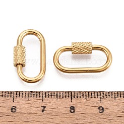 304ステンレススチールのテクスチャードロックカラビナ  オーバル  イオンプレーティング（ip）  18KGP本金メッキ  21x10.5x2mm&nbsp;STAS-N115-67G
