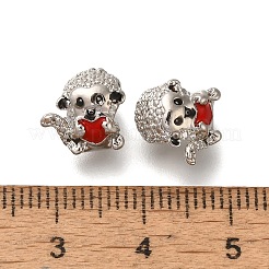メッキ合金エナメル欧州ビーズラック  大穴ビーズ  サル  プラチナ  9.5x9.5x7.5mm  穴：4.5mm&nbsp;PALLOY-P307-13P