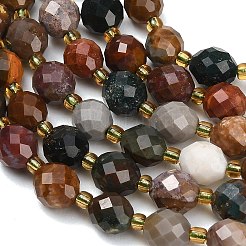 天然石オーシャンジャスパービーズ連売り  ラウンド  多面カット  シードビーズで  8~9x7~8mm  穴：1mm  約18~20個/連  7.48''（19cm）〜7.87''（20cm）&nbsp;GG-CBA4A3B-A04