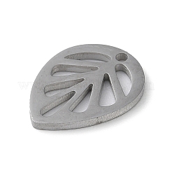変色しない304ステンレススチールペンダント  レーザー切断  葉  ステンレス鋼色  12.5x9.5x1mm  穴：1mm&nbsp;STAS-P338-08P