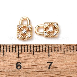 真鍮製マイクロパヴェキュービックジルコニアペンダント  ロックチャーム  18KGP本金メッキ  8x5x2mm  穴：1.8x1.5mm&nbsp;ZIRC-L105-05B-G