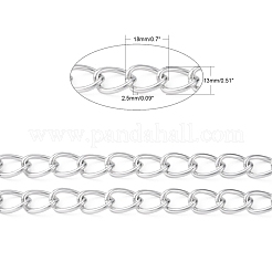 アルミツイストチェーンカーブチェーン  溶接されていない  銀色のメッキ  18x13x2.5mm&nbsp;X-CHA006