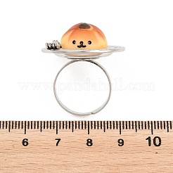 アフタヌーンティーの樹脂とプラスチックの調節可能な女性用指輪  プラチナ  クマ  26x26.5mm  内径：16.8~17.1mm&nbsp;RJEW-K317-01D