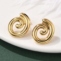 女性用304ステンレススチールスタッドピアス  スパイラル  イオンプレーティング（ip）  18KGP本金メッキ  21x17mm&nbsp;EJEW-U052-09G