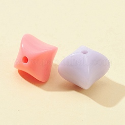 42個の不透明なアクリルビーズ  正方形  ミックスカラー  11.5x10x10mm  穴：2mm&nbsp;SACR-FS0001-15
