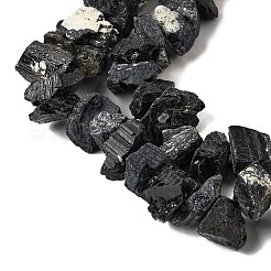天然石ブラックトルマリンビーズ連売り  原石  ナゲット  7~25x8~24.5x5~16mm  穴：0.9~1mm  約14~28個/連  7.48''~8.43''（19~21.4センチメートル）&nbsp;G-I283-F12