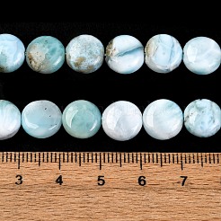 天然石ラリマービーズ連売り  フラットラウンド  10x5.5mm  穴：1.2mm  約39個/連  15.28インチ（38.8cm）&nbsp;G-F675-08