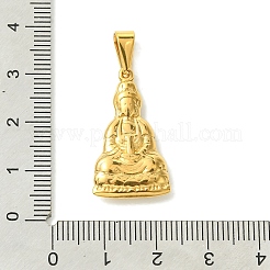 PVD真空メッキ304ステンレスペンダント  観音菩薩のチャーム  ゴールドカラー  28x16x4mm  穴：7x3mm&nbsp;STAS-L275-16G