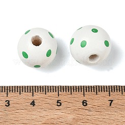 木材ヨーロッパのビーズ  水玉模様の丸い  大穴ビーズ  ホワイト  16x15mm  穴：4mm&nbsp;WD-CBA5363-02D