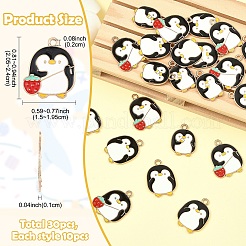 合金とエナメルのペンダント30個、3スタイル  ペンギン  カドミウムフリー＆鉛フリー  ゴールドカラー  ミックスカラー  20.5~24x15~19.5x1mm  穴：2mm  10個/スタイル&nbsp;ENAM-YW0008-80