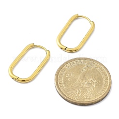 イオンプレーティング（IP）304ステンレススチールフープピアス（女性用）  長方形  ゴールドカラー  24.5x15.5x2.5mm&nbsp;EJEW-U035-12G-02