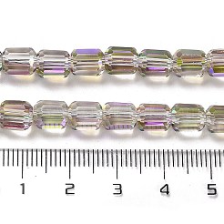 電気メッキガラスビーズセット  多面カット  コラム  ゲインボロ  6x6.5mm  穴：1mm  約70~72個/連  20~20.87''（53センチメートル）&nbsp;EGLA-D030-19P